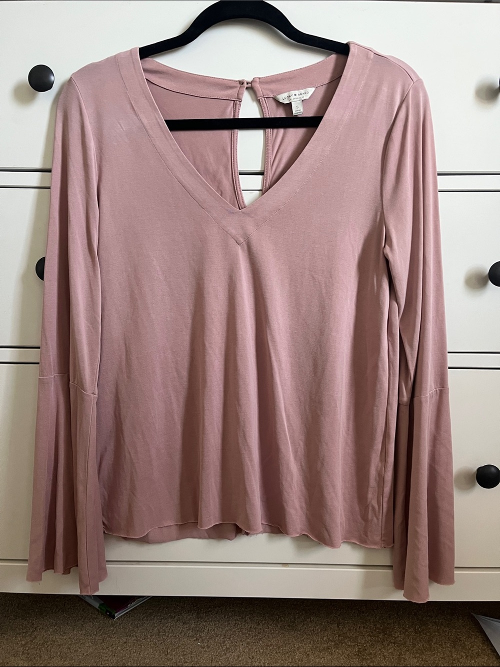 Lucky Brand Dusty Rose V-Neck Long Sleeve Top